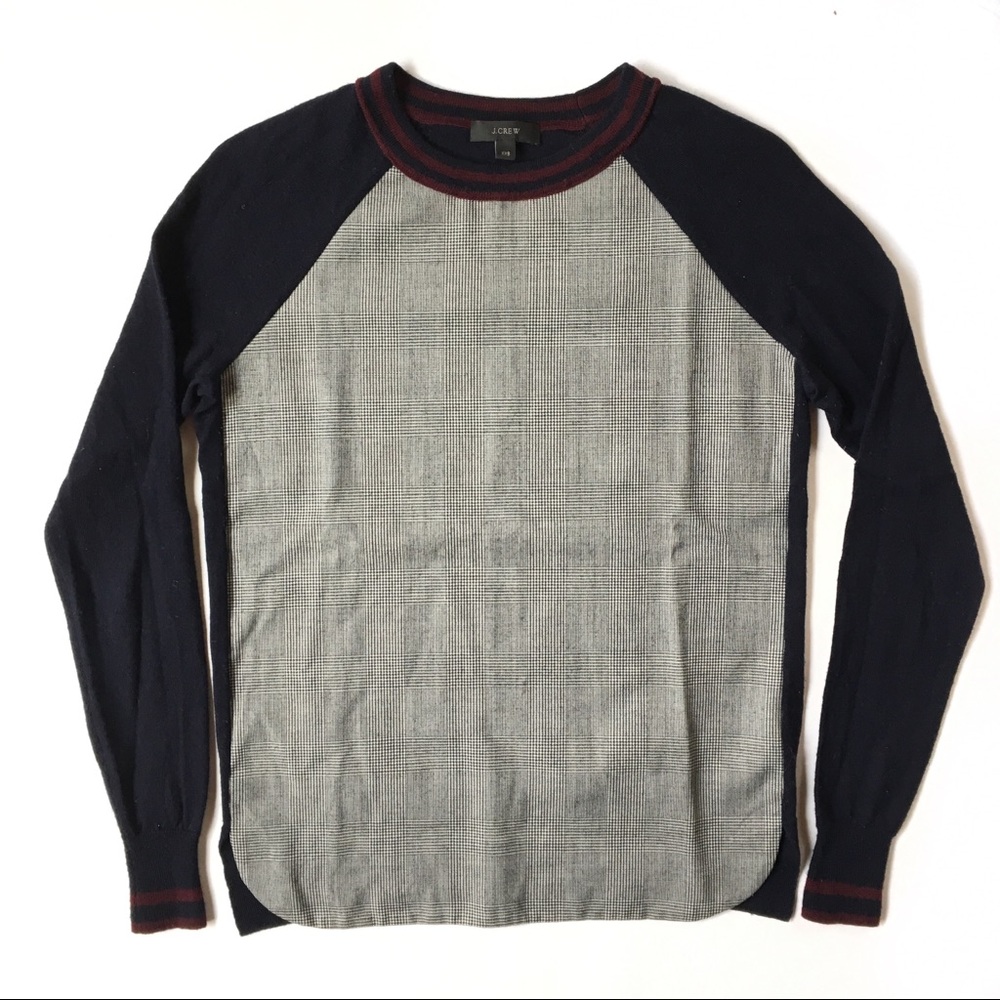 J. Crew | Merino Wool Glen Plaid Panel Sweater
